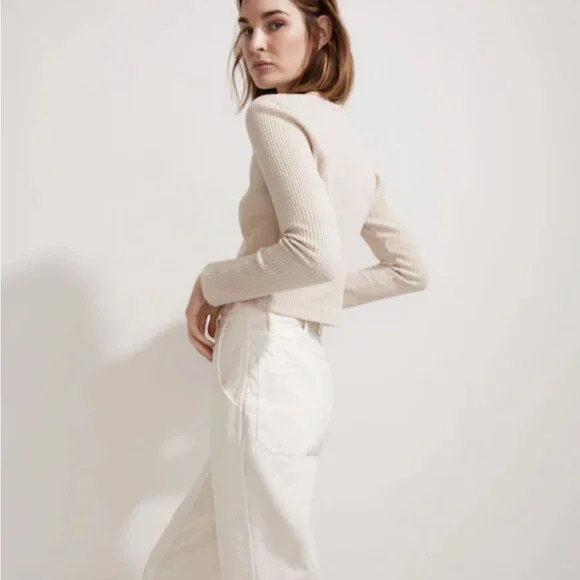 Madewell Women's Cream Sweater crop top - Picture 2 of 4